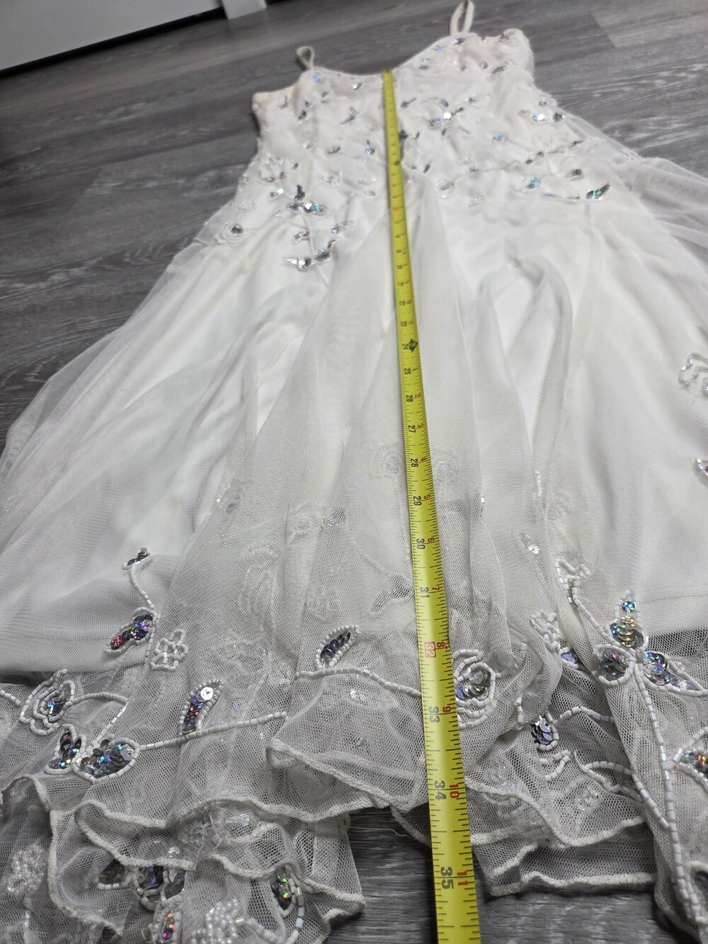 Together White Sequin Beaded Women's Evening Dress Size 6 - Picture 7 of 14